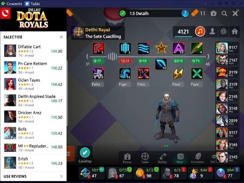 Delhi Dota Royals gameplay screenshot showing character selection and battle arena